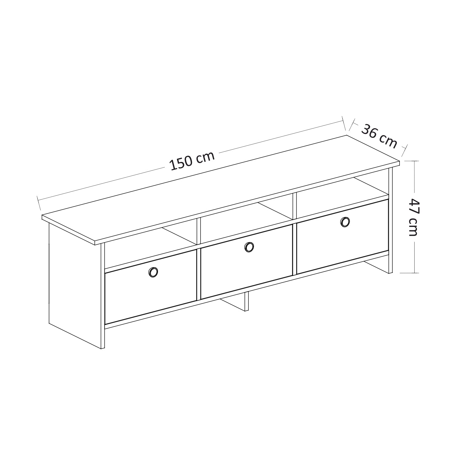 Oslo TV-Ständer in 150/47/36 cm