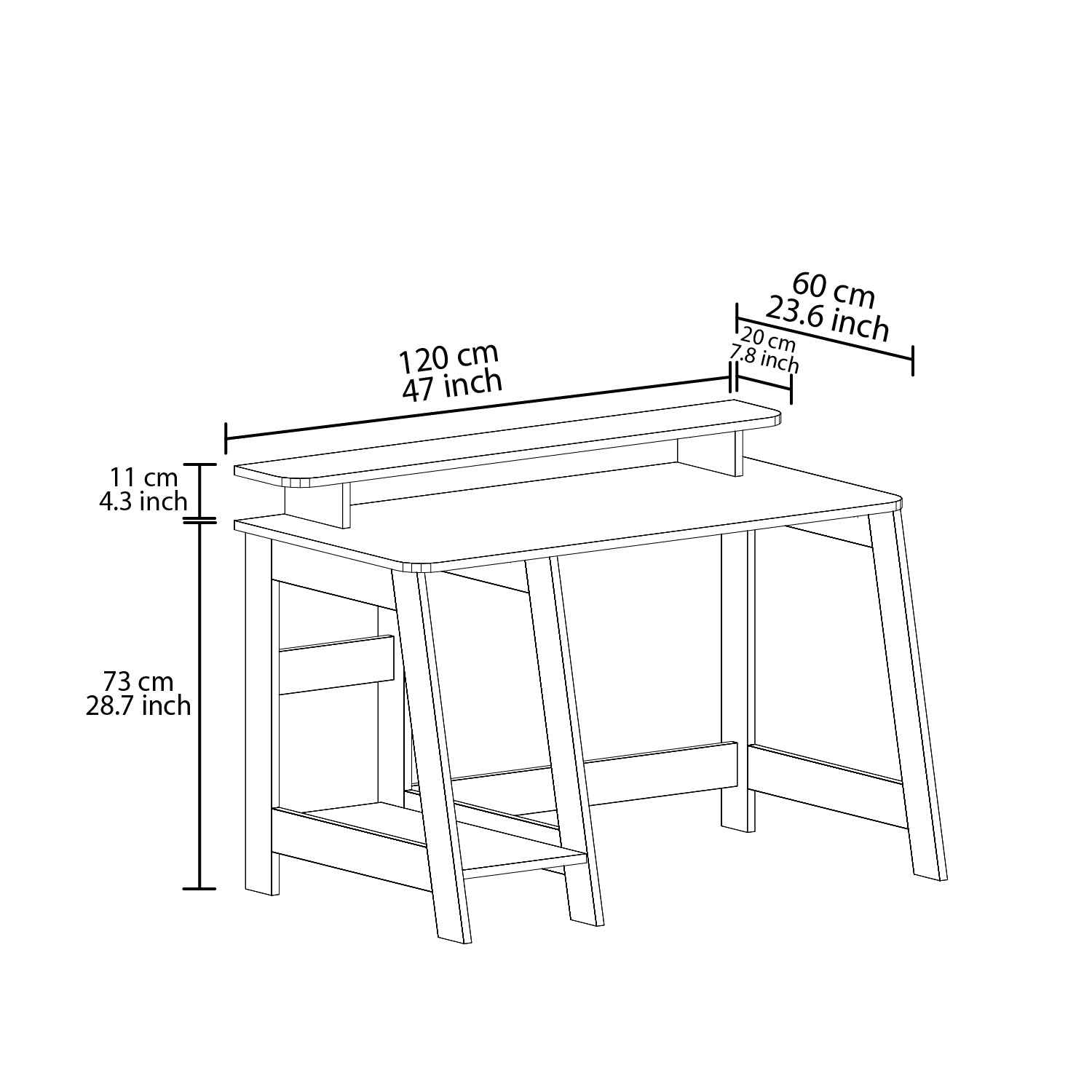 Country Schreibtisch 120/60/73 cm